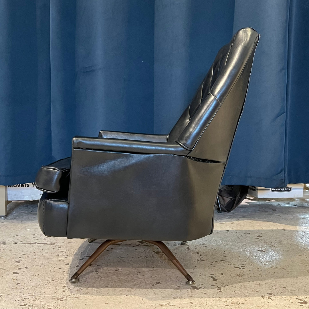 1960s Black Vinyl Swivel Lounge Chair
