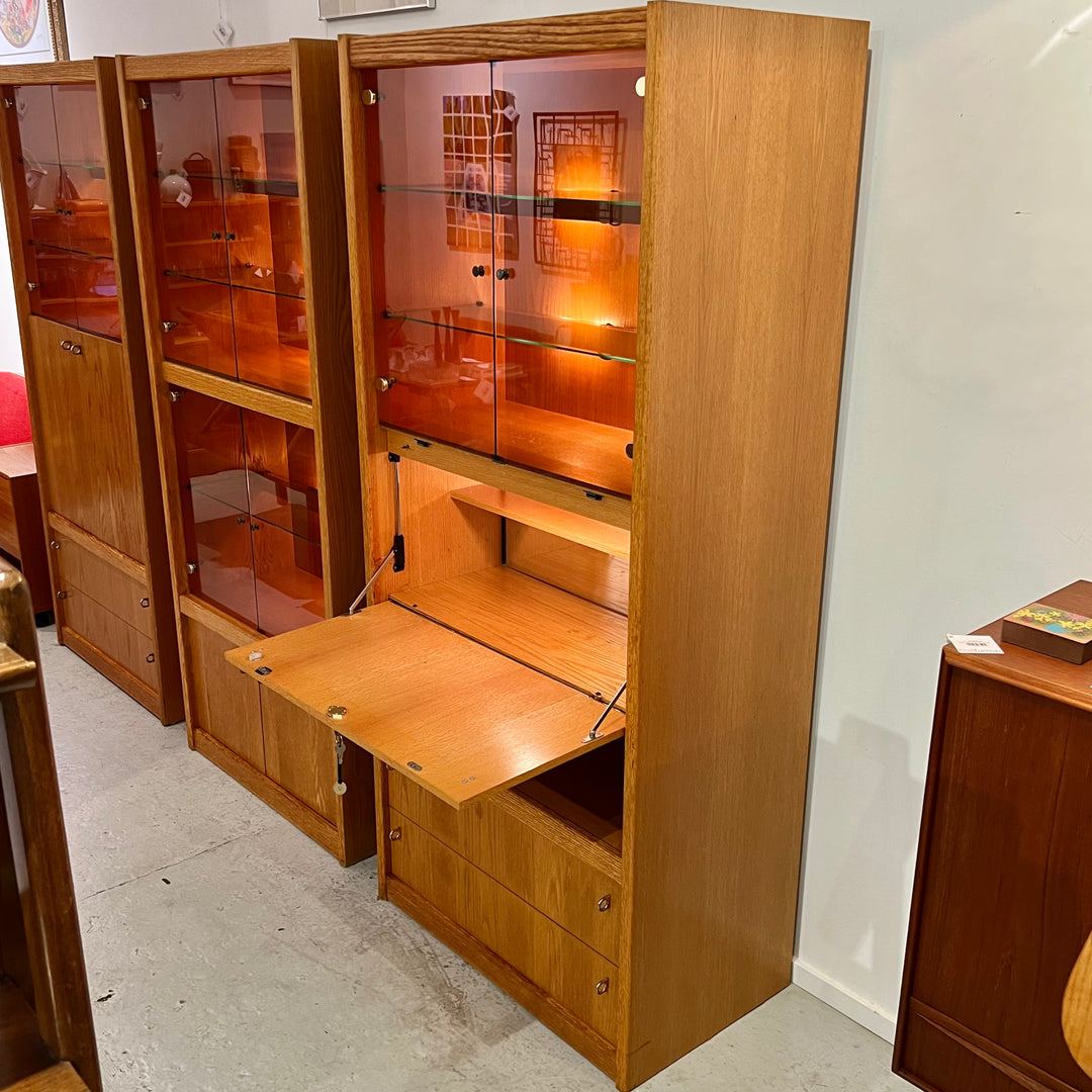 Belgian Blond Oak Display Cabinet/Secretary