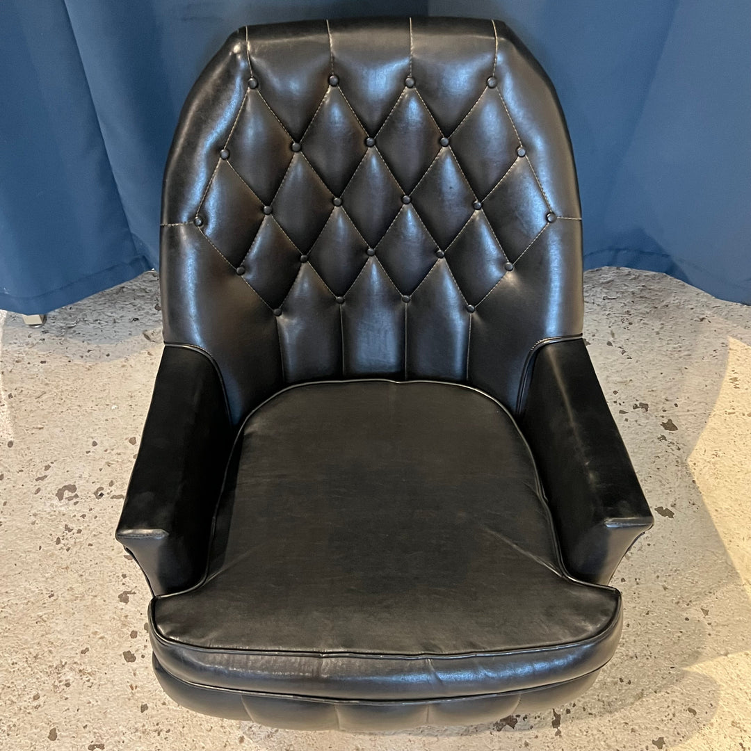 1960s Black Vinyl Swivel Lounge Chair