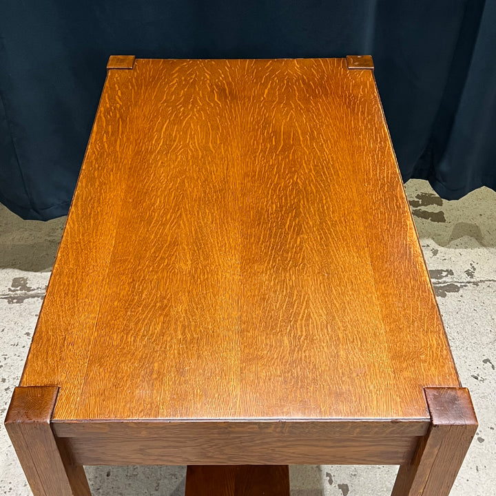 Antique Mission Writing Desk w/Tiger Oak Veneer Top