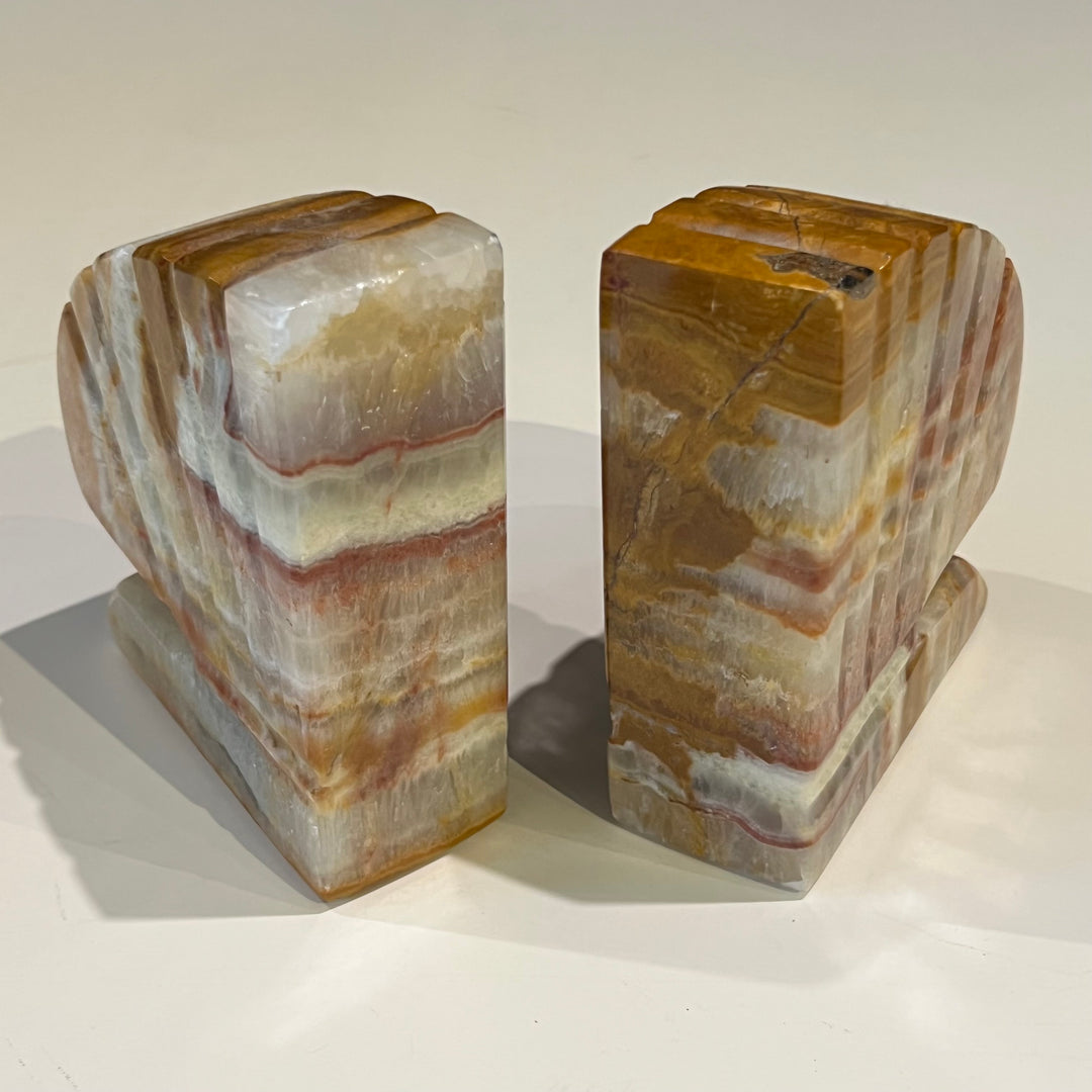 Pair of Quartz/Jasper Scallop Bookends