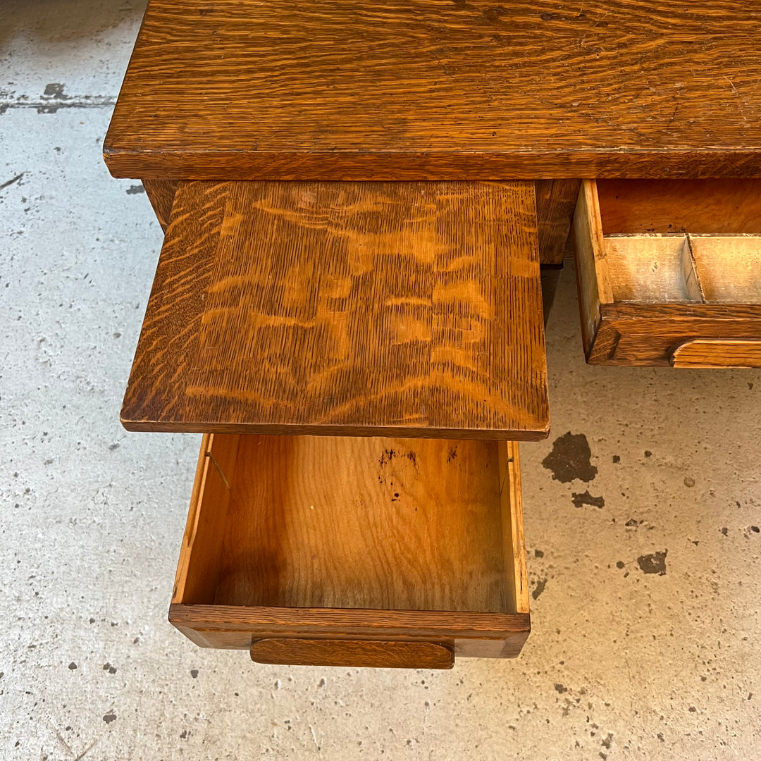Double Pedestal Antique Quarter Sawn Oak Desk