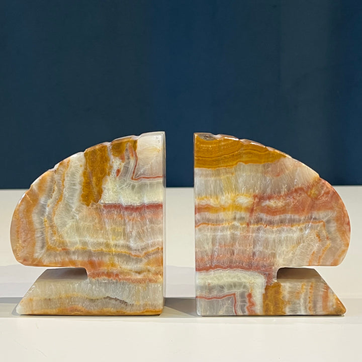 Pair of Quartz/Jasper Scallop Bookends