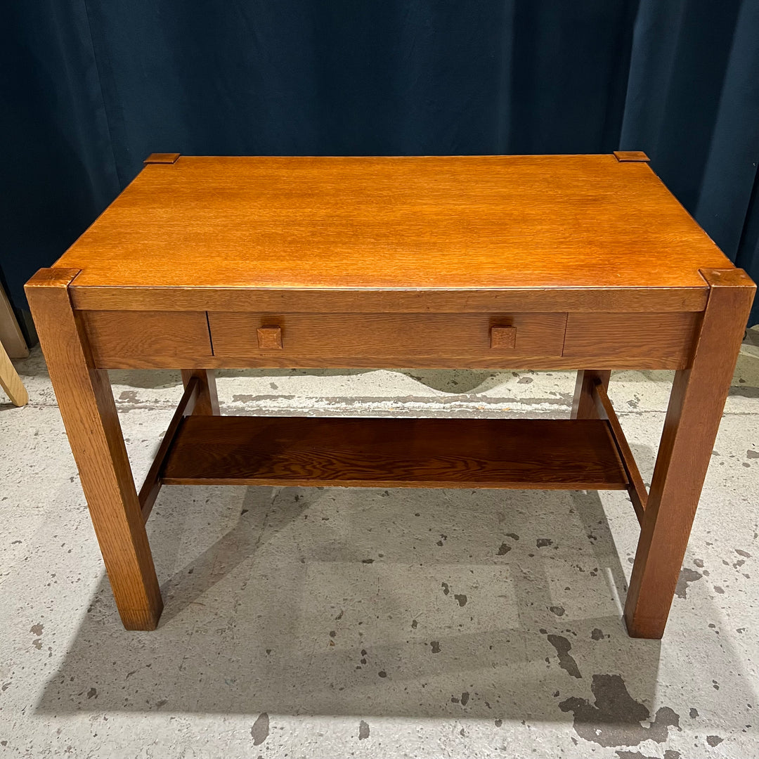 Antique Mission Writing Desk w/Tiger Oak Veneer Top