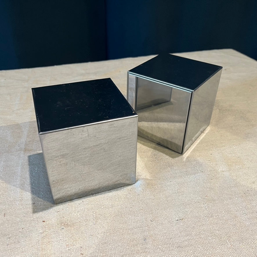 Stainless Cube Pair, Bookends
