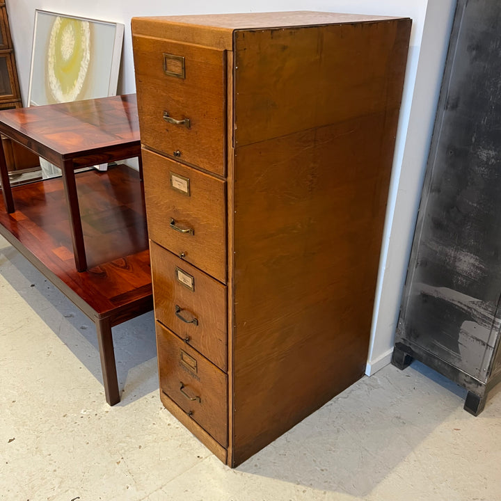 Oak 4-Drawer File Cabinet with Plywood Sides
