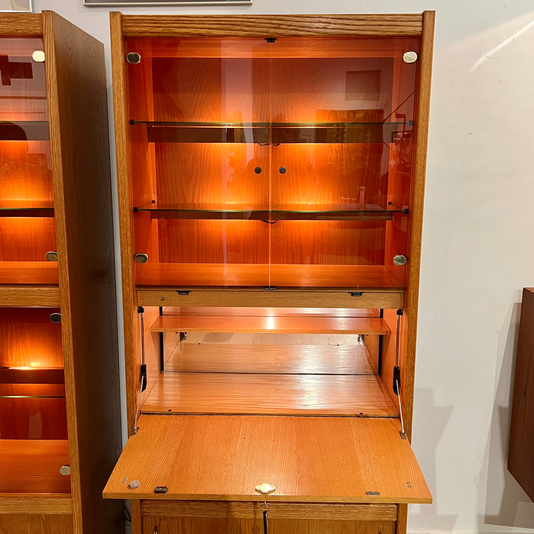 Belgian Blond Oak Display Cabinet/Secretary