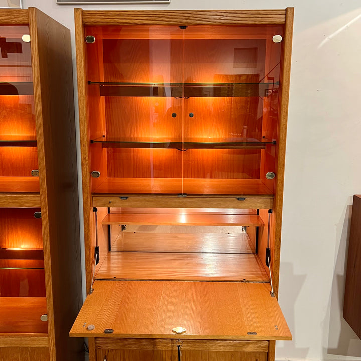 Belgian Blond Oak Display Cabinet/Secretary