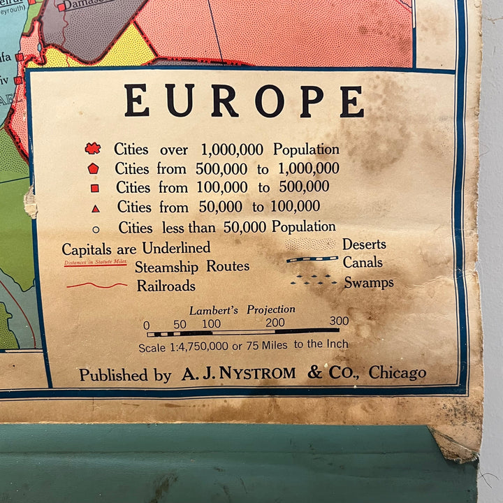 1957 A.J. Nystrom Europe Pulldown Map