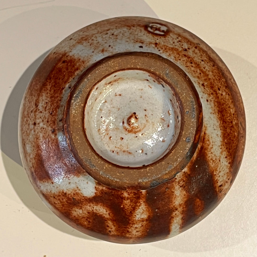1970s Brown/Grey Studio Pottery Ceramic Footed Bowl