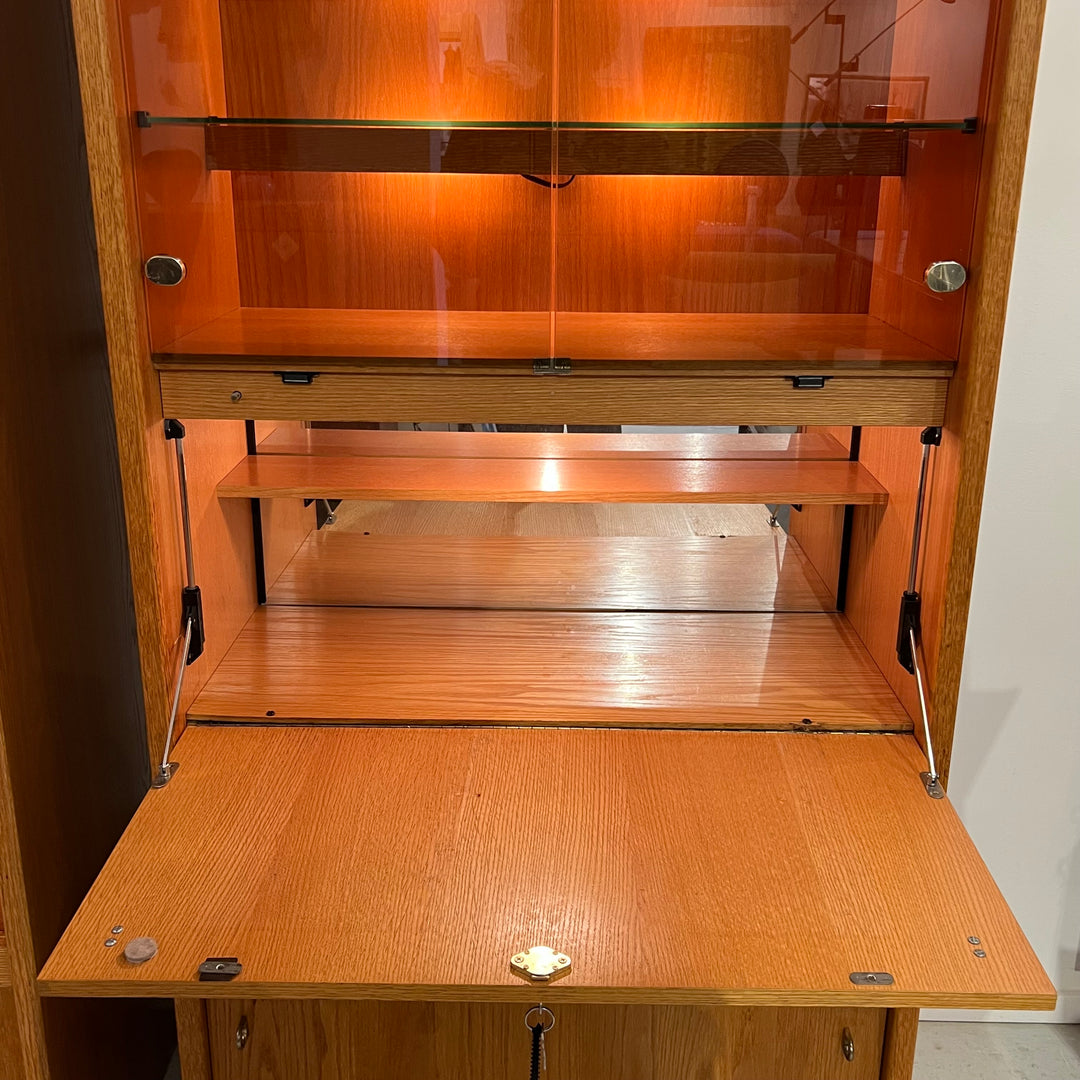 Belgian Blond Oak Display Cabinet/Secretary