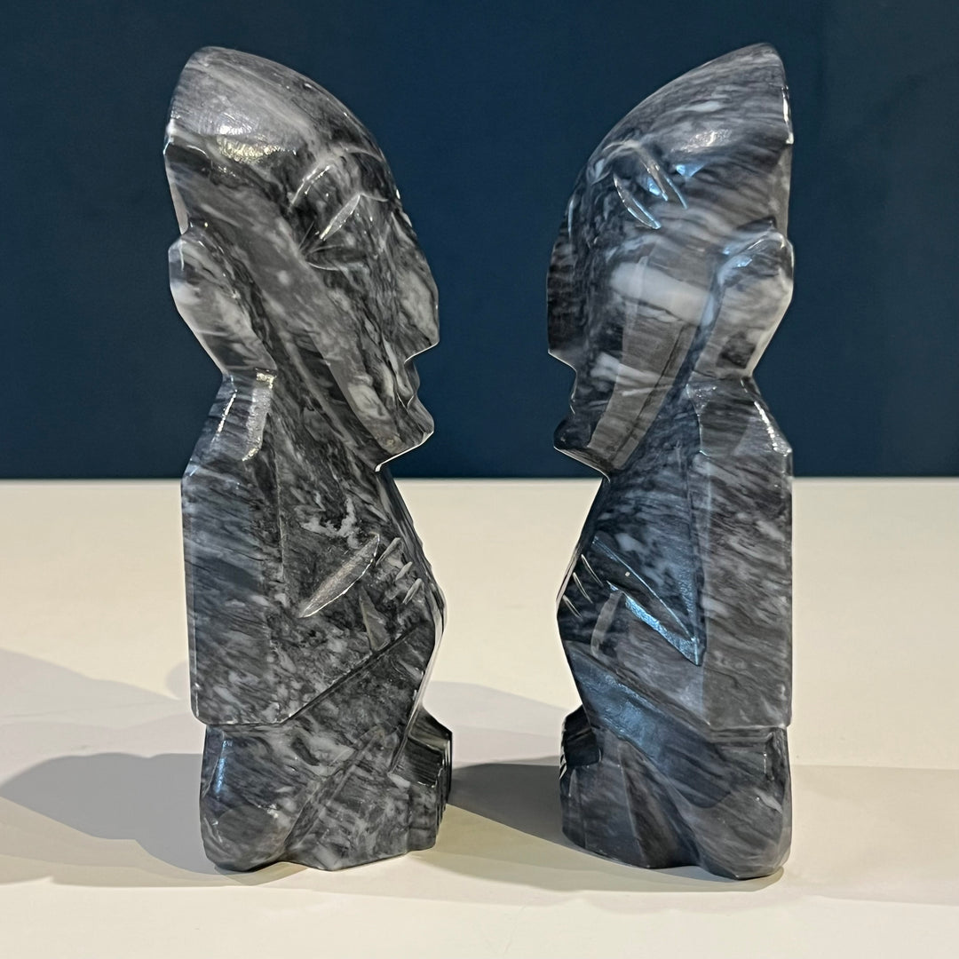 Dark Grey Marble Figure Bookends