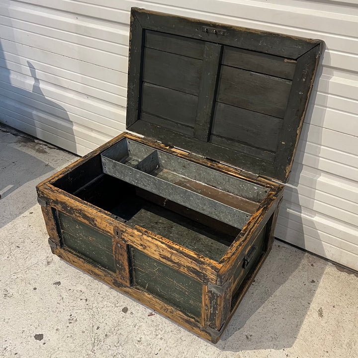Rough-Restored Antique Wood Tool Chest/Trunk