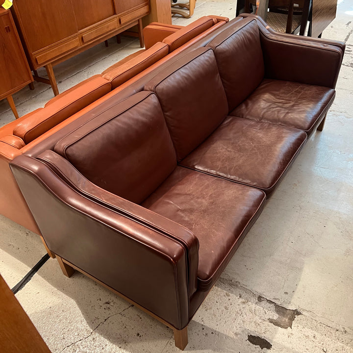 Danish Dark Brown Leather Sofa
