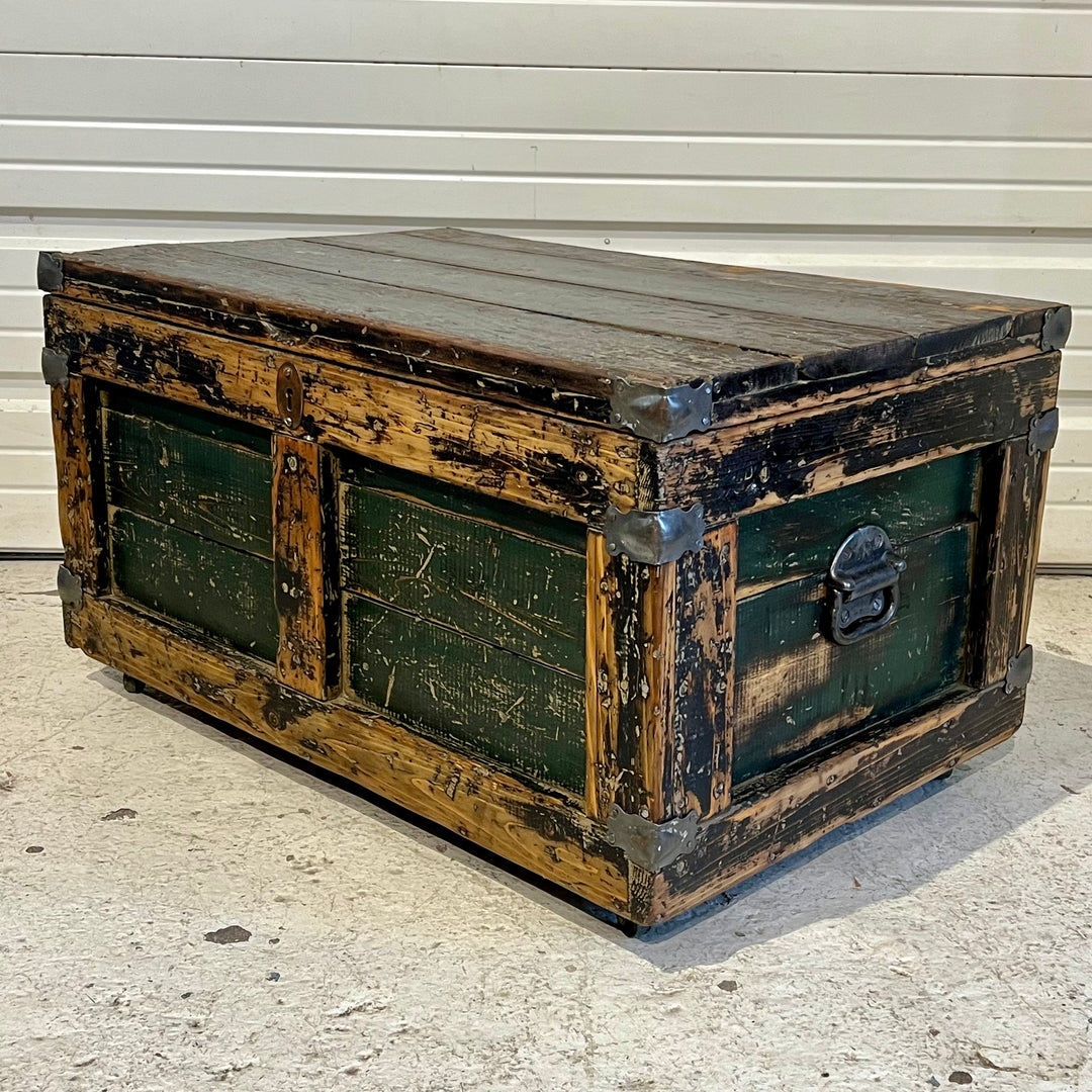 Rough-Restored Antique Wood Tool Chest/Trunk