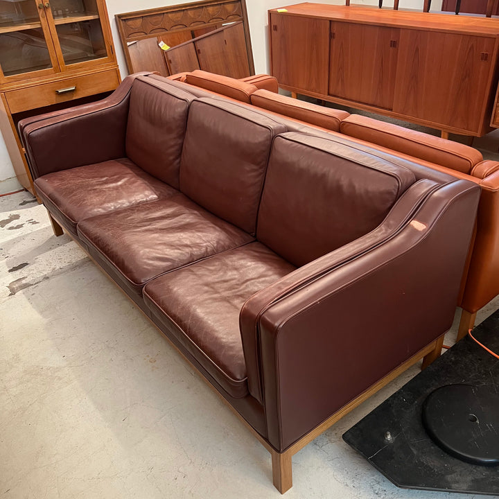 Danish Dark Brown Leather Sofa