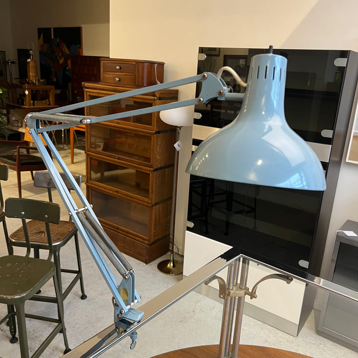 Vintage Blue-Gray Swing-O-Lite Articulating Drafting Lamp