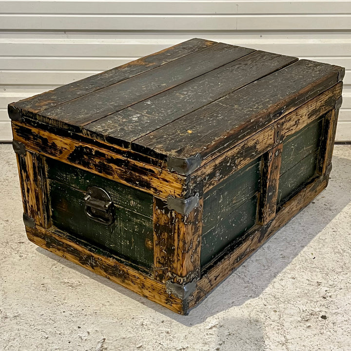 Rough-Restored Antique Wood Tool Chest/Trunk