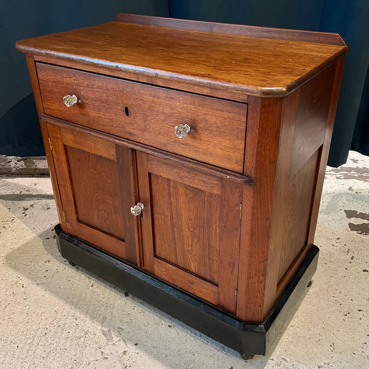 Antique Walnut Cabinet w/Caster Base, Glass Knobs