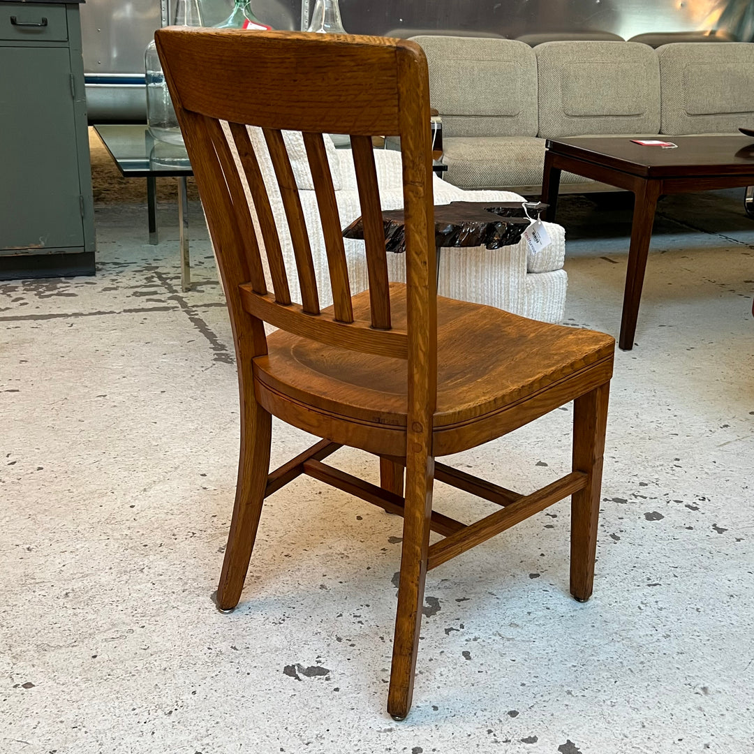 Vintage Solid Oak Slat Back Side Chair