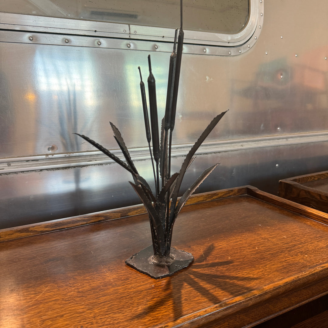 Metal Cattail Sculpture