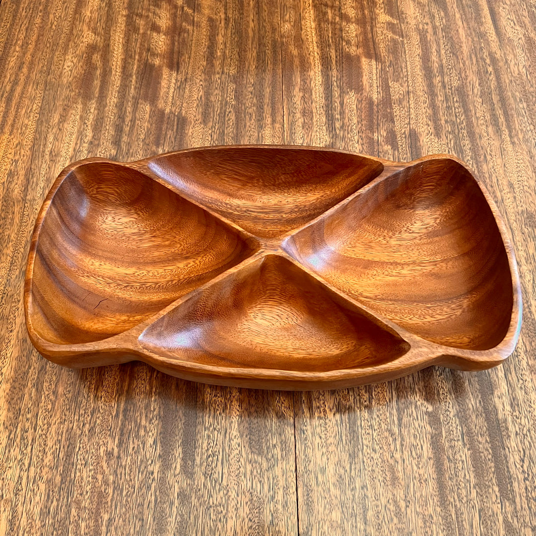 Solid Teak 4-Section Serving Tray