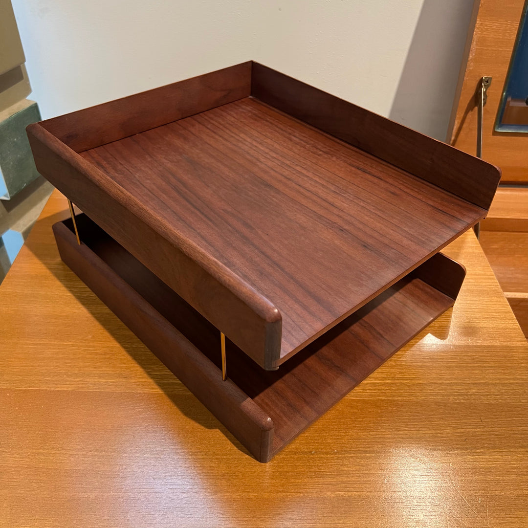Carver Walnut 2-Tier Paper Tray