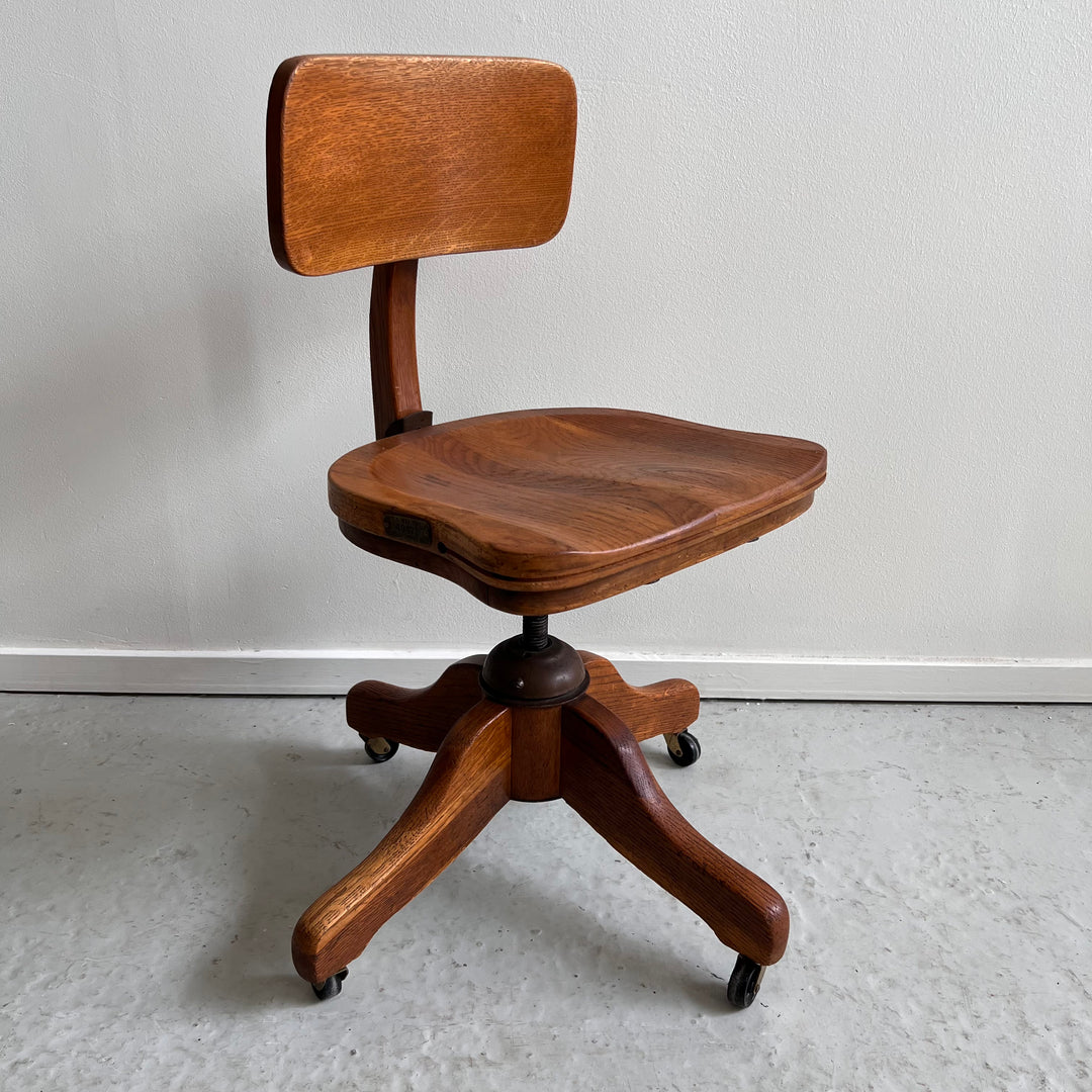 U.S. War Dept. Solid Oak Swivel Chair