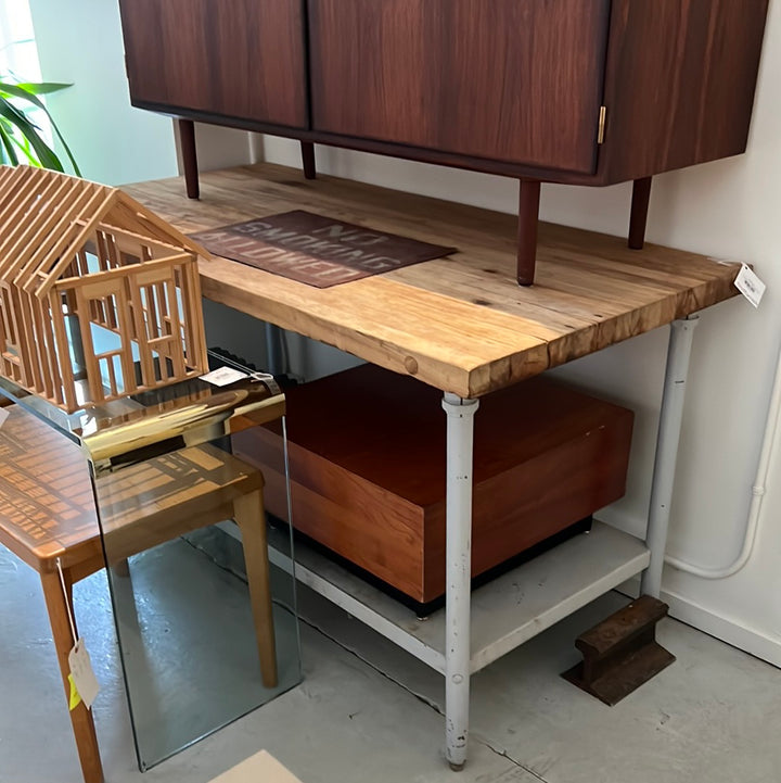 Industrial Work Table Maple Top