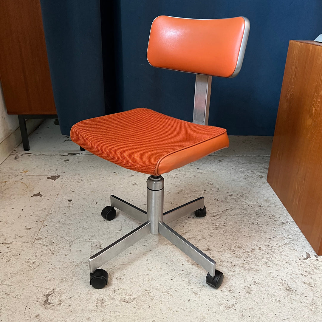 1960s Orange DoMore Swivel Desk Chair