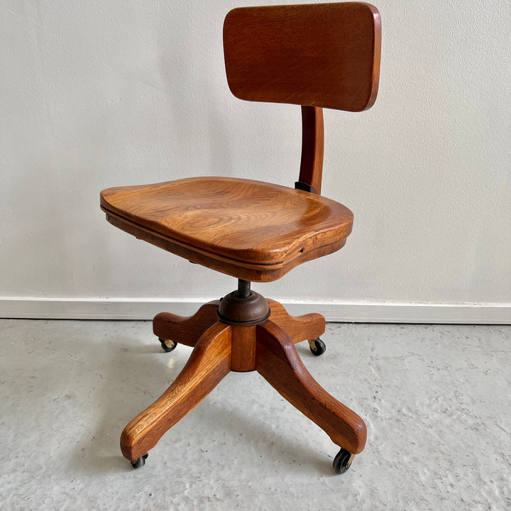 U.S. War Dept. Solid Oak Swivel Chair