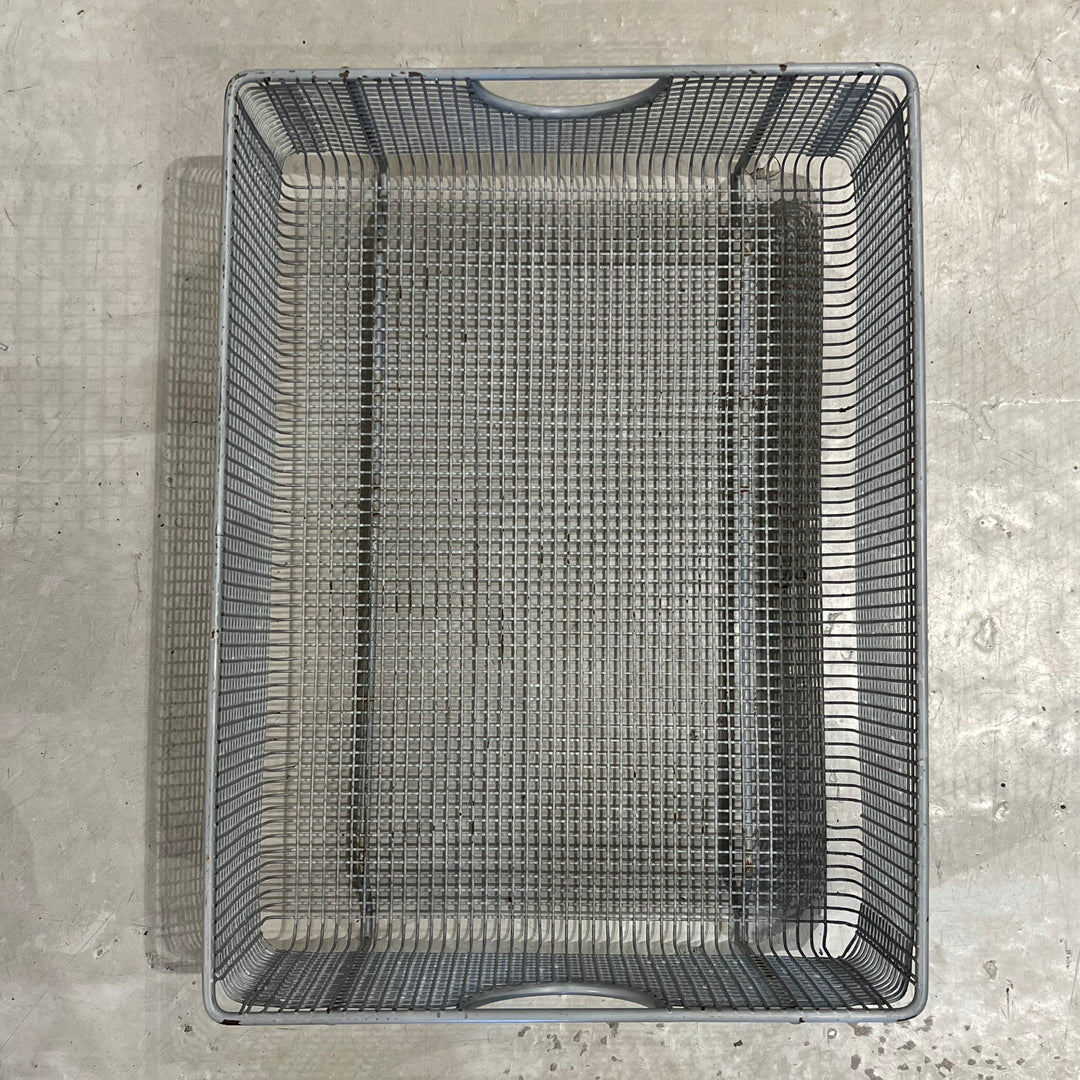 Gray Industrial Metal Basket w/Handles