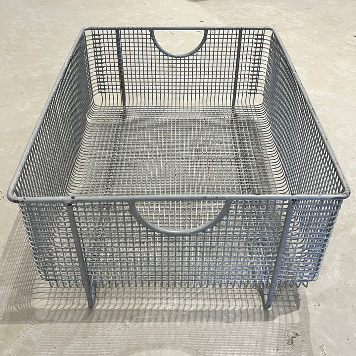 Gray Industrial Metal Basket w/Handles