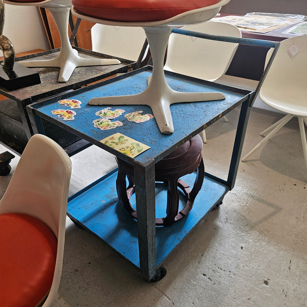 Industrial Blue Metal Cart