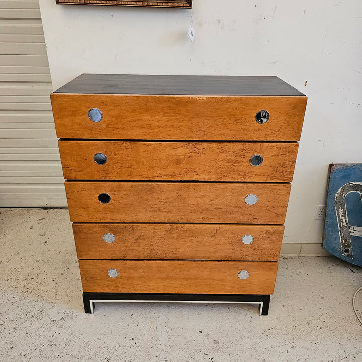 Burlwood Five Drawer Highboy Dresser
