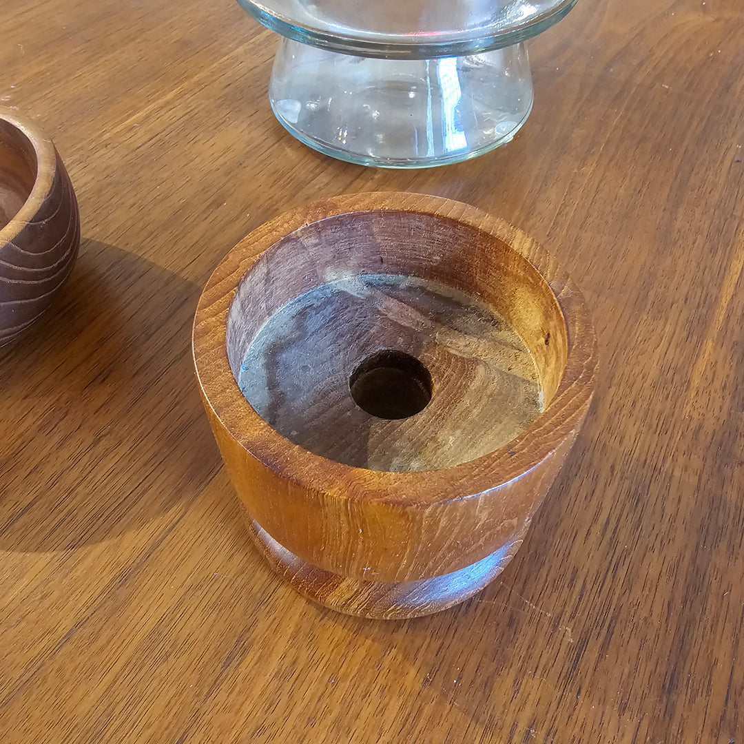 Small Teak Candle Holder