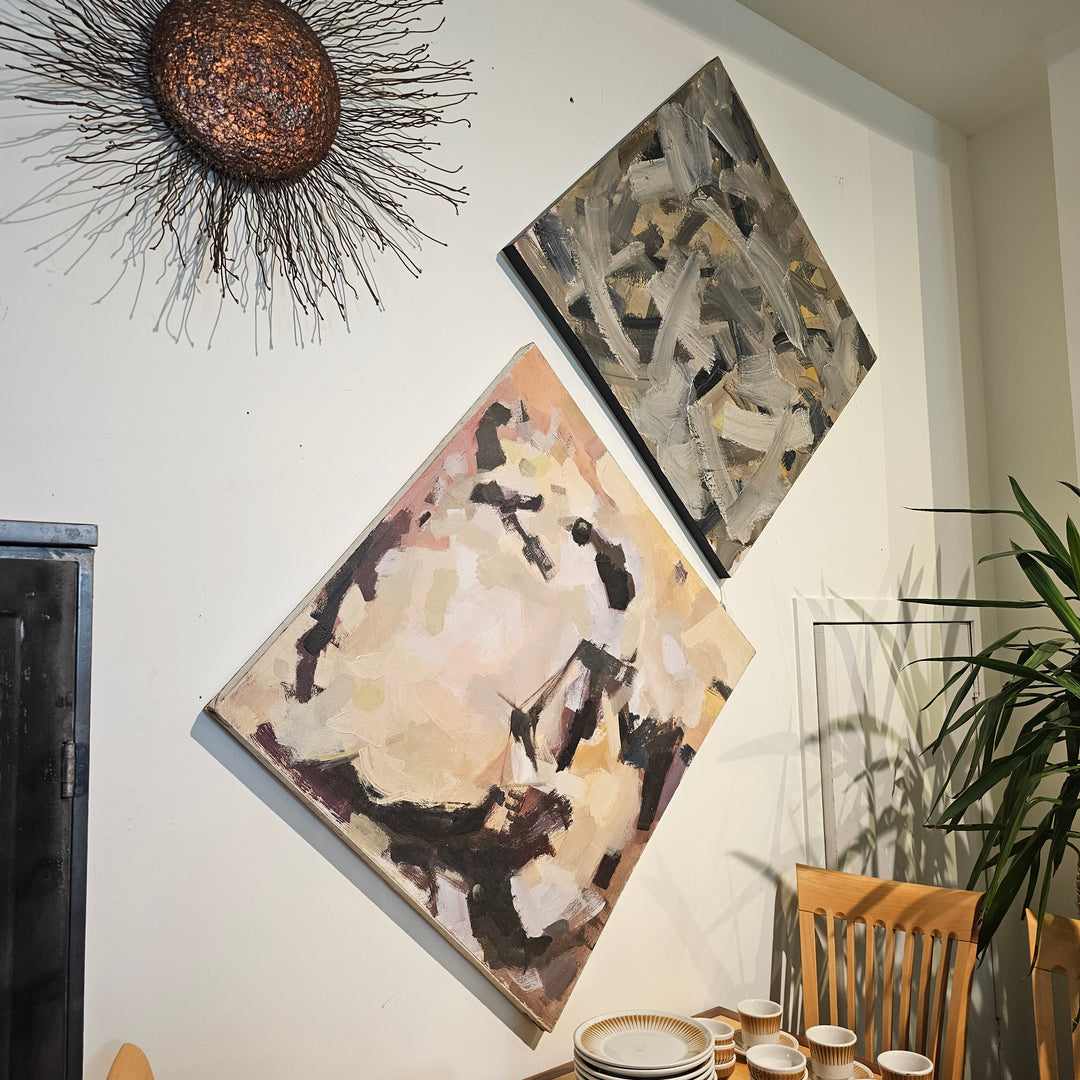 Vintage Abstract Painting on Canvas - As Found