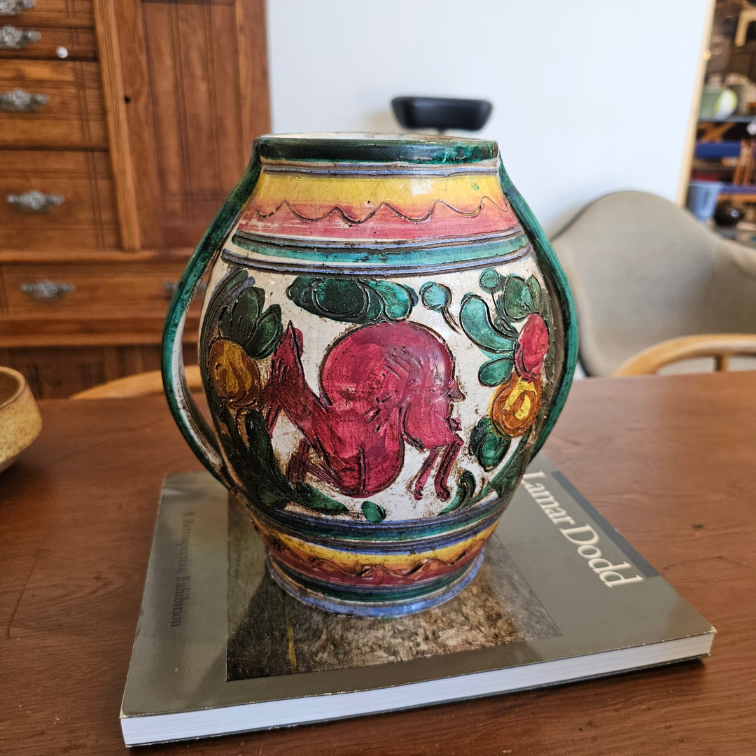 Vintage Italian Hand-painted Urn Vase