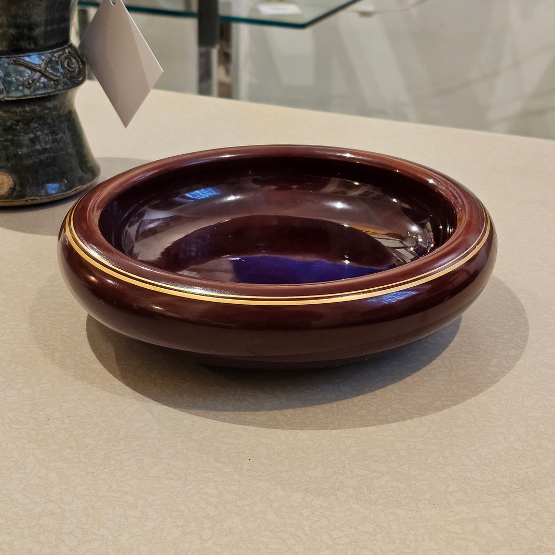 Lacquered Brown & Gold Catch-all Bowl