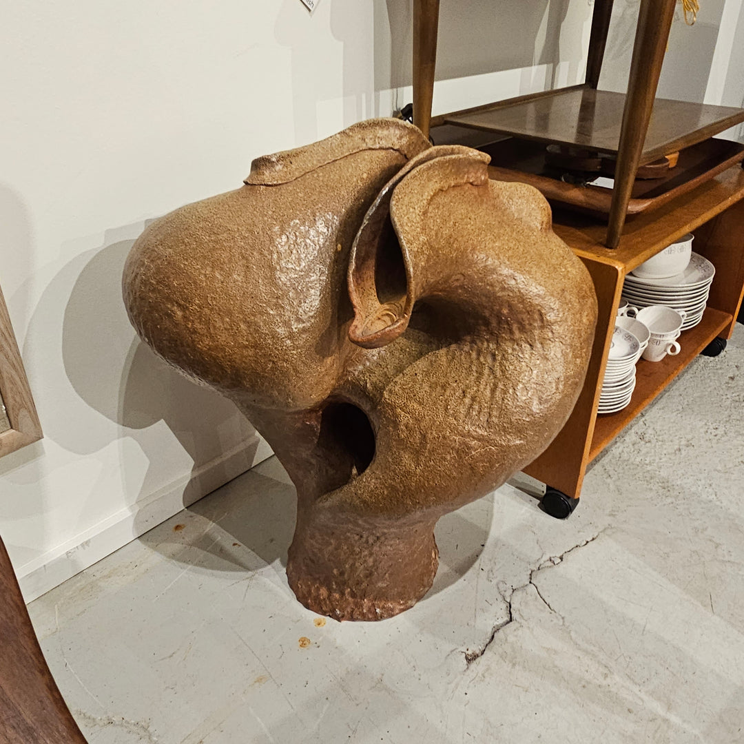 Large Abstract Brown Clay Sculpture
