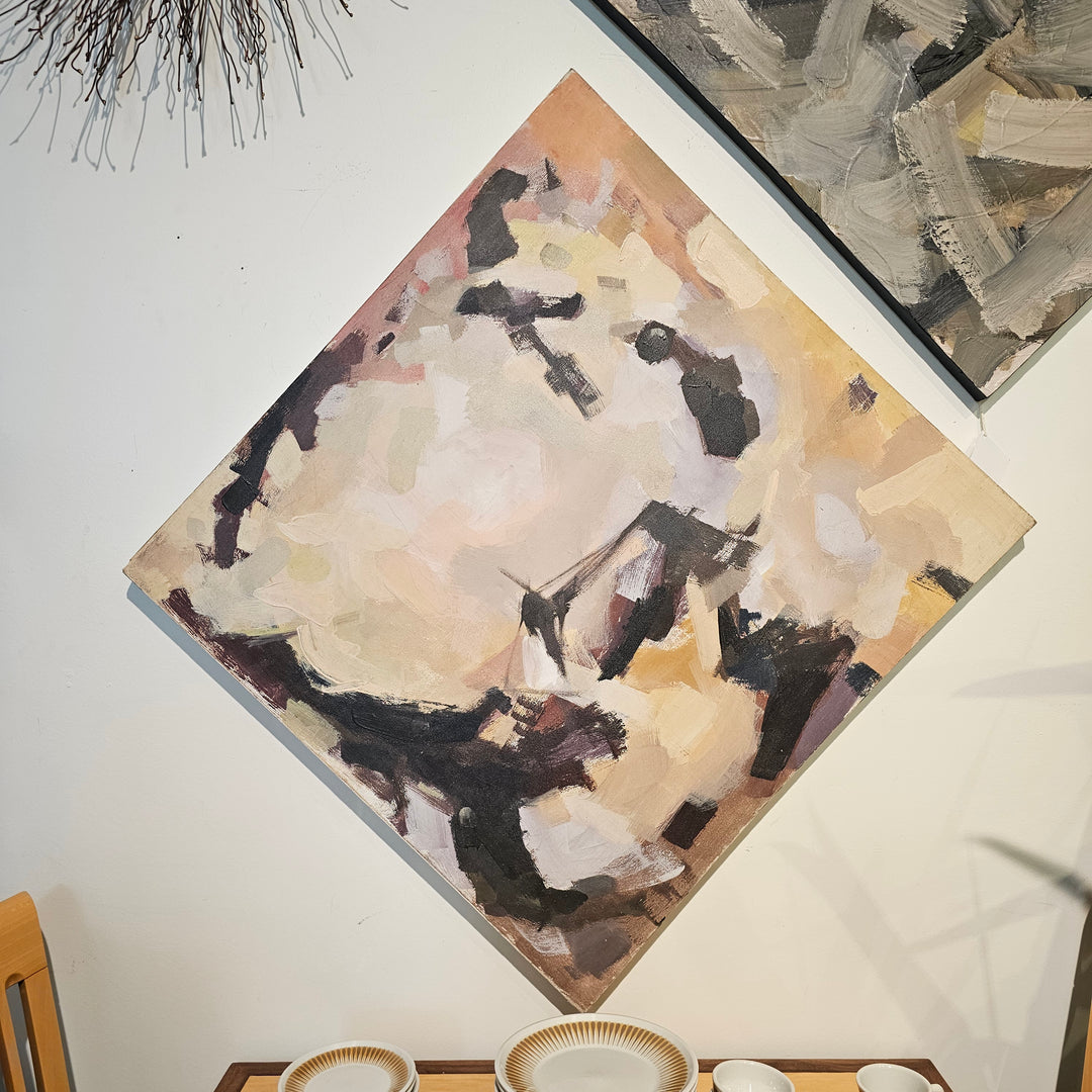 Vintage Abstract Painting on Canvas - As Found