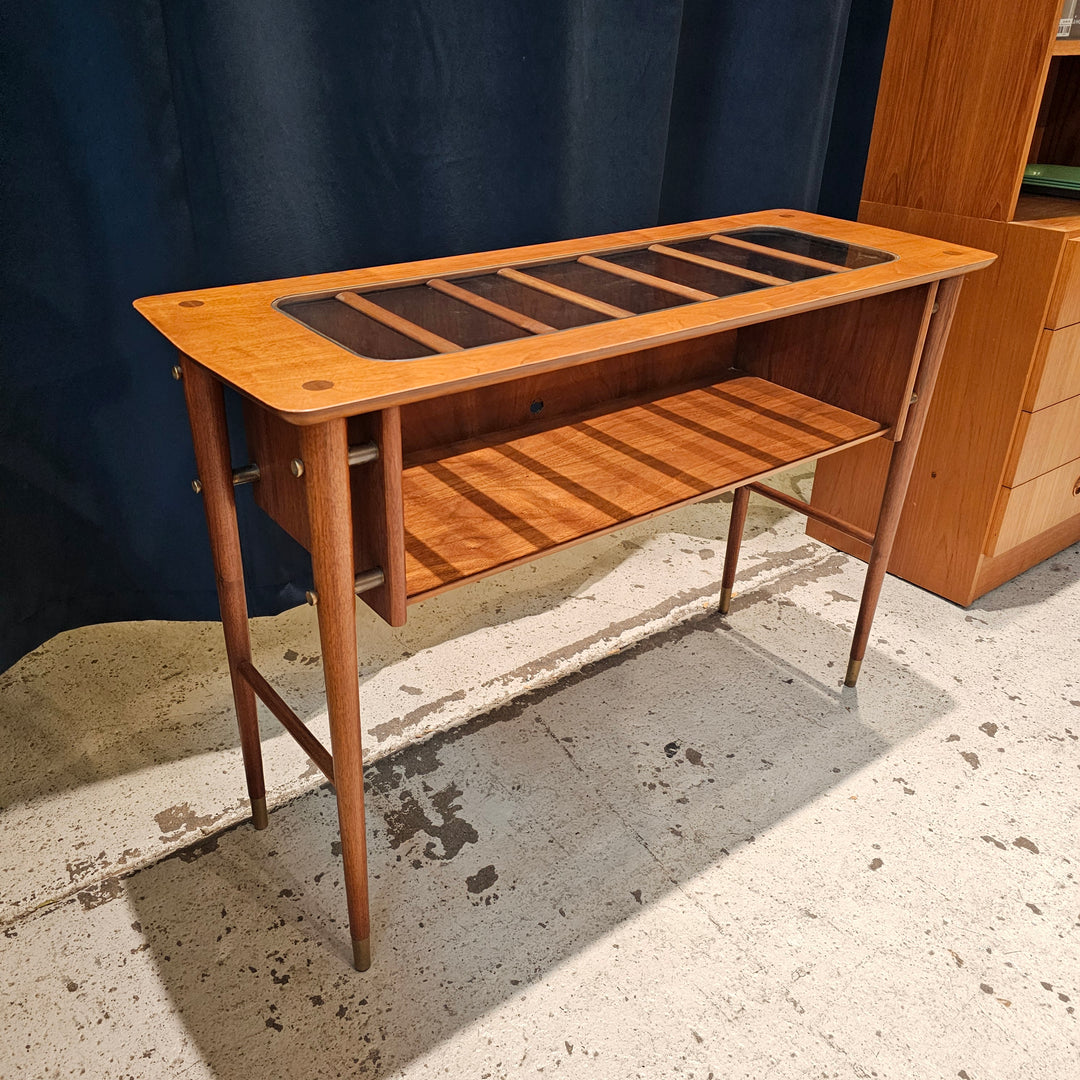 MCM Glass Top Display Console Table