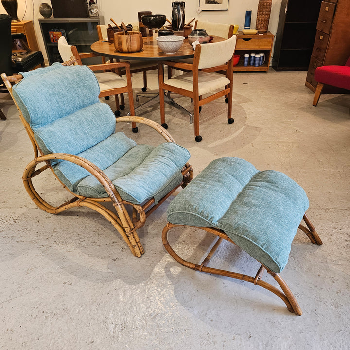 1950’s Bamboo Lounge Chair and Ottoman