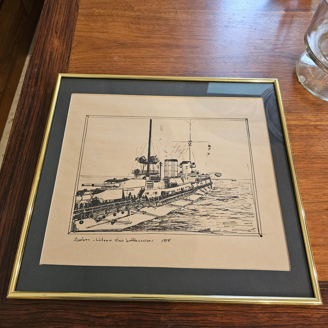 Framed Battle Cruiser Sketch