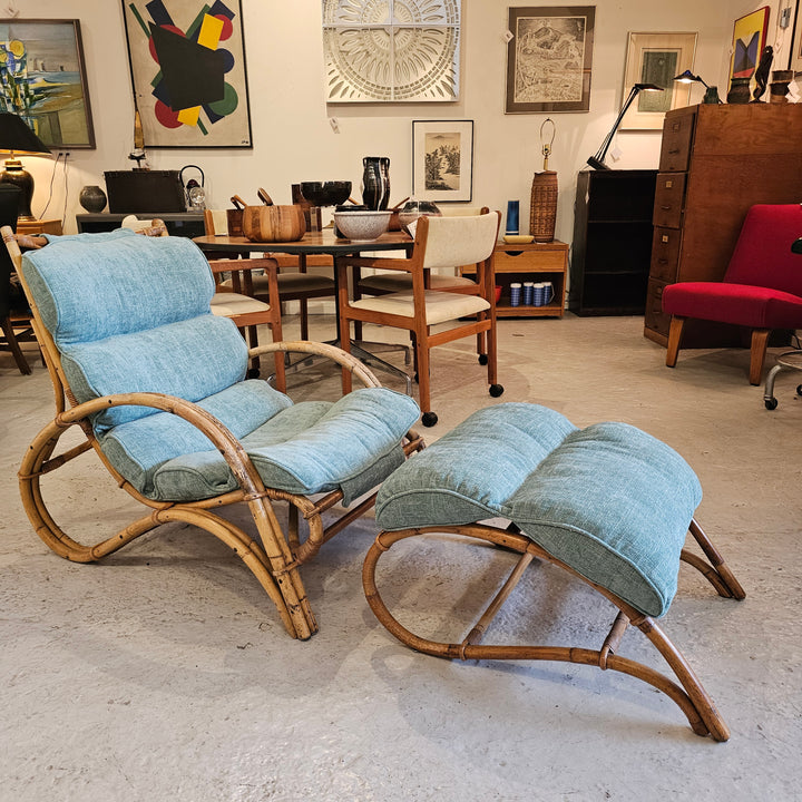 1950’s Bamboo Lounge Chair and Ottoman