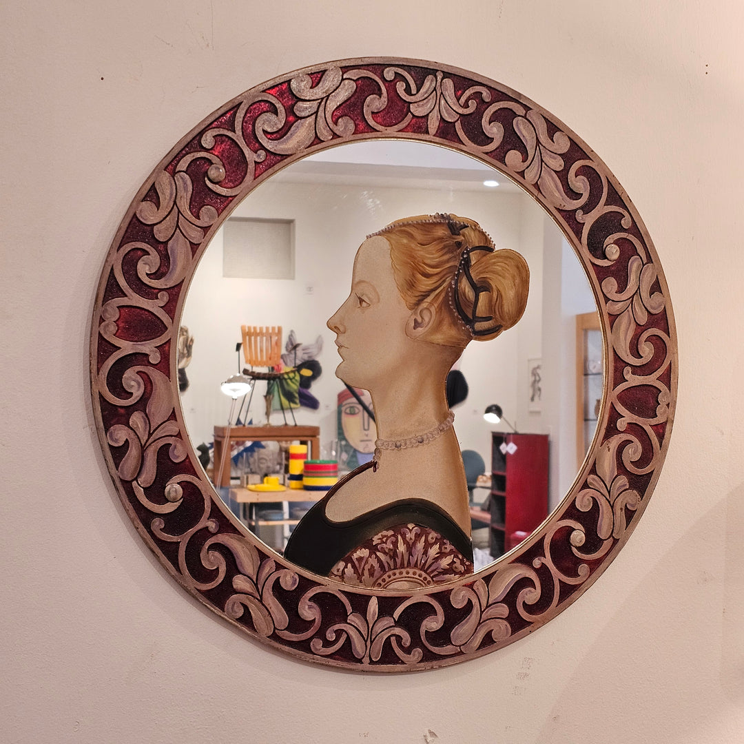 Antique Hand-Painted Portrait Mirror