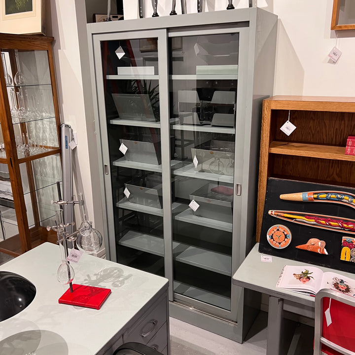 Large Industrial Steel Glass Door Cabinet