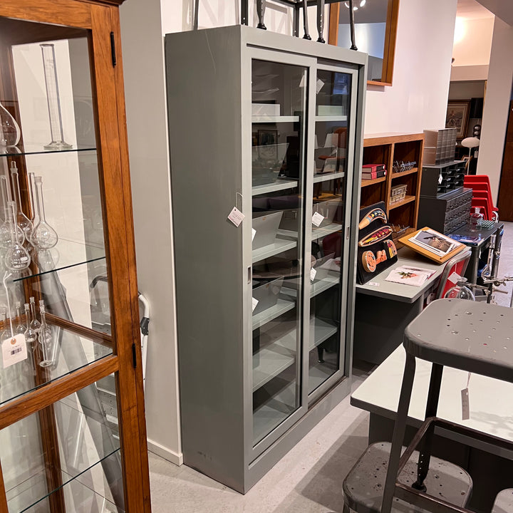 Large Industrial Steel Glass Door Cabinet